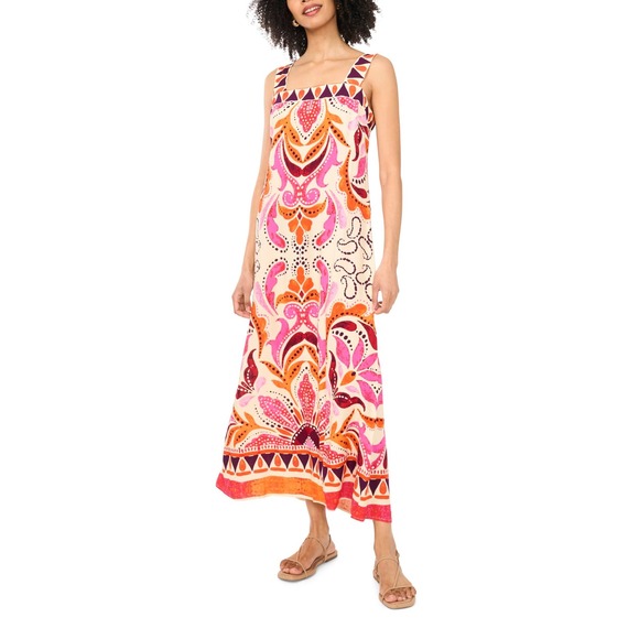 Vince Camuto Dresses & Skirts - NWT Vince Camuto Maxi Dress Womens M Pink Rayon Bold Floral Print Summer Resort